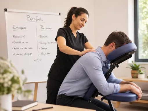 Formation massage assis chez Naturelia - QVT entreprise - se former aux techniques de massages à proposer dans les entreprises