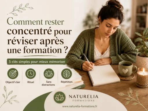 Comment rester concentré pour réviser après une formation ? Naturelia vous donne les réponses à cette questions que bon nombre de nos apprenantes se posent